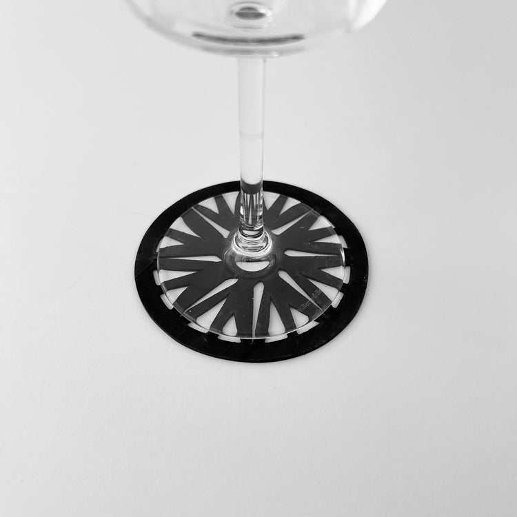 Black Floral Coaster with wine glass on top | Made from Verdasil | Kaden & Kai