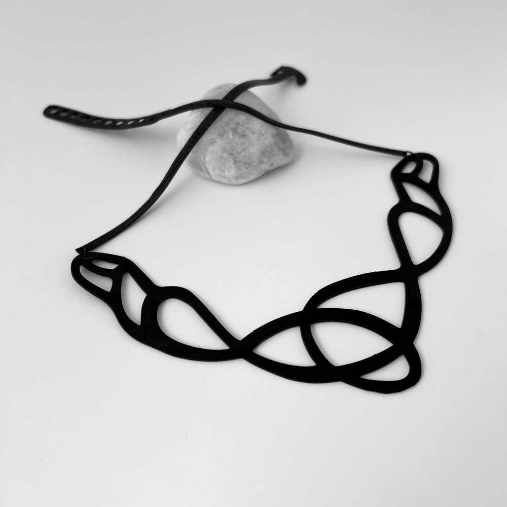 Front View of Pure Whimsy Bicycle Tube Necklace | Sustainable Fashion Jewelry | Freestyle Collection | Kaden & Kai