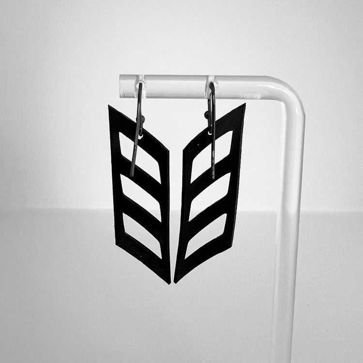 Diver Down Bicycle Tube Earrings on Stand | Sustainable Fashion Earrings | Kaden & Kai