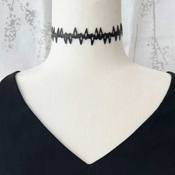 Fierce Bicycle Tube Thorn Choker on Mannequin | Sustainable Fashion Jewelry | Kaden & Kai