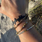 Front view of Fierce Bicycle Tube Bracelet with beaded bracelets | Sustainable Fashion | Kaden & Kai