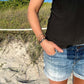 Fierce Bicycle Tube Bracelet on person at beach | Sustainable Fashion | Kaden & Kai