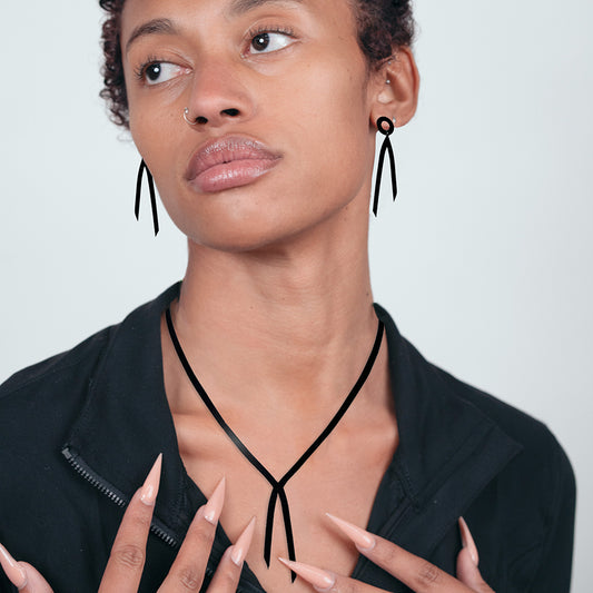Artemis Necklace and Earrings Handcrafted with Black Verdasil | Verdalure | Performance Jewelry