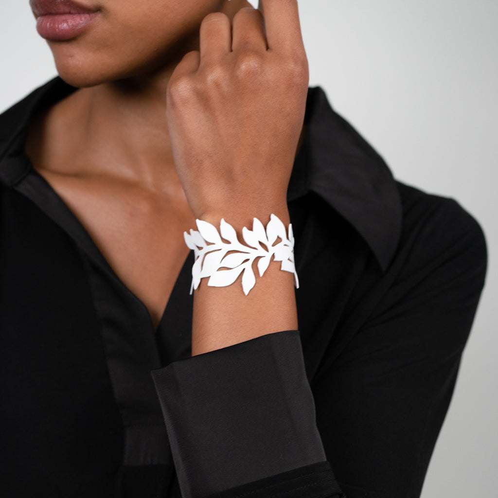 Cascading Vine Bracelet handcrafted in White Verdasil® | Verdacious - Bold By Design | Sustainable Fashion Jewelry |  KADEN & KAI®