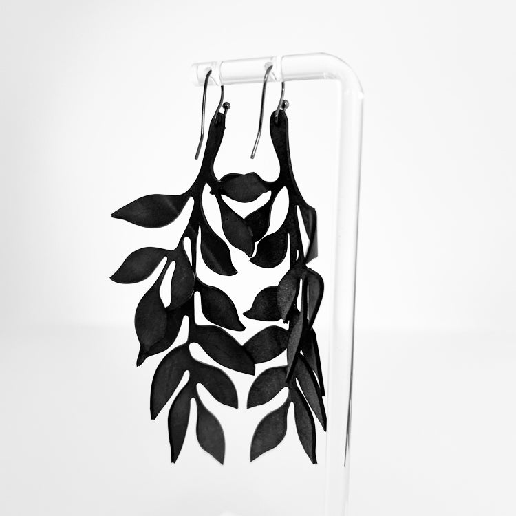Cascading Vine Earrings handcrafted in Black Verdasil® | Verdacious - Bold By Design | Sustainable Fashion Jewelry |  KADEN & KAI®