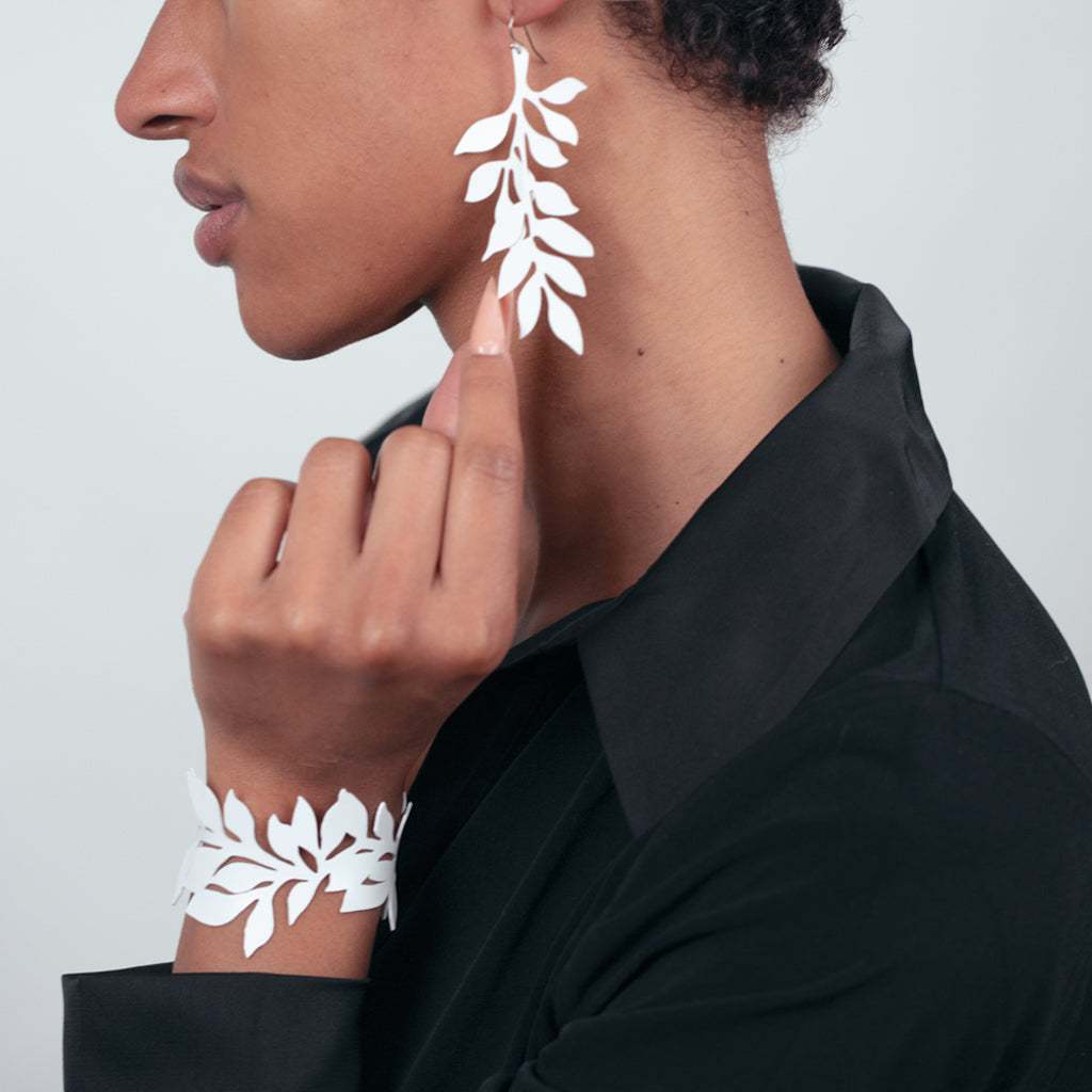 Cascading Vine Earrings and Bracelet handcrafted in Black Verdasil® | Verdacious - Bold By Design | Sustainable Fashion Jewelry |  KADEN & KAI®