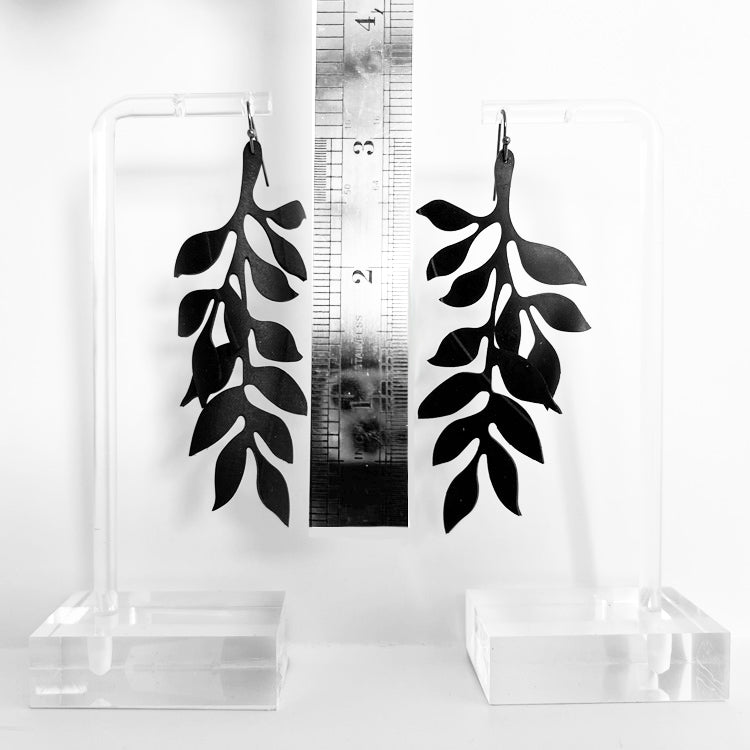 Cascading Vine Earrings handcrafted in Black Verdasil® | Verdacious - Bold By Design | Sustainable Fashion Jewelry |  KADEN & KAI®