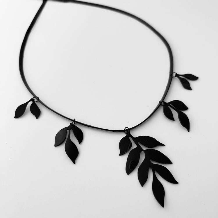 Cascading Vine Charm Necklace handcrafted in Black Verdasil® | Verdacious - Bold By Design | Sustainable Fashion Jewelry |  KADEN & KAI®