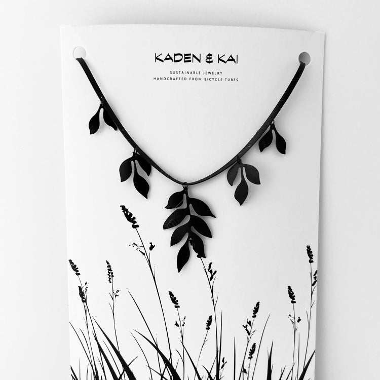 Cascading Vine Charm Necklace handcrafted in Black Verdasil® | Verdacious - Bold By Design | Sustainable Fashion Jewelry |  KADEN & KAI®
