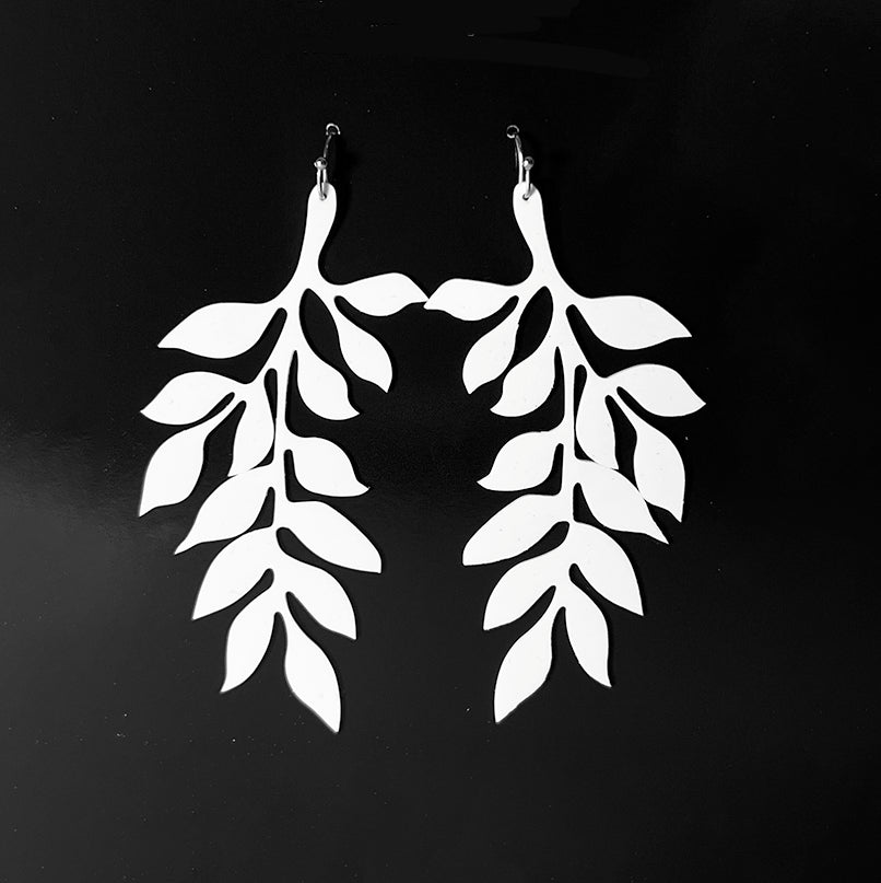 Cascading Vine Earrings handcrafted in White Verdasil® | Verdacious - Bold By Design | Sustainable Fashion Jewelry |  KADEN & KAI®