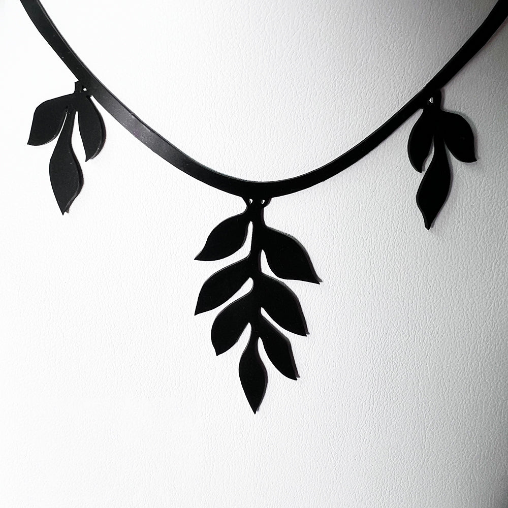 Cascading Vine Charm Necklace handcrafted in Black Verdasil® | Verdari Performance Jewelry |  KADEN & KAI®