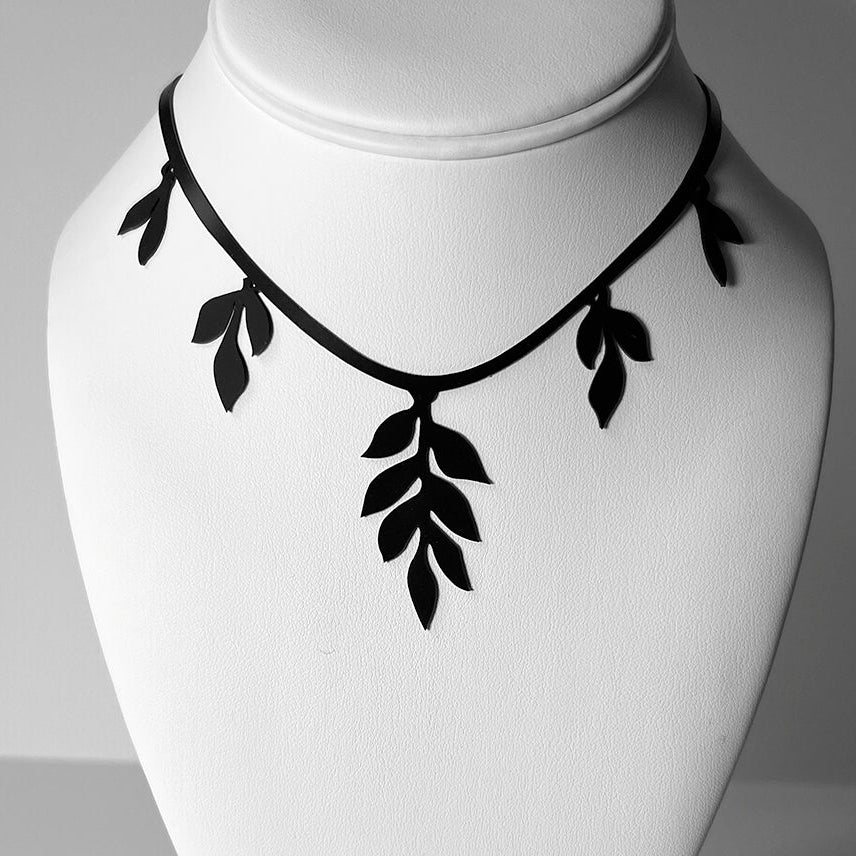 Cascading Vine Charm Necklace handcrafted in Black Verdasil® | Verdacious - Bold By Design | Performance Jewelry |  KADEN & KAI®