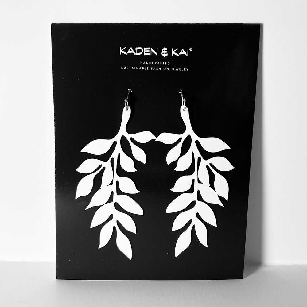 Cascading Vine Earrings handcrafted in White Verdasil® | Verdacious - Bold By Design | Sustainable Fashion Jewelry |  KADEN & KAI®