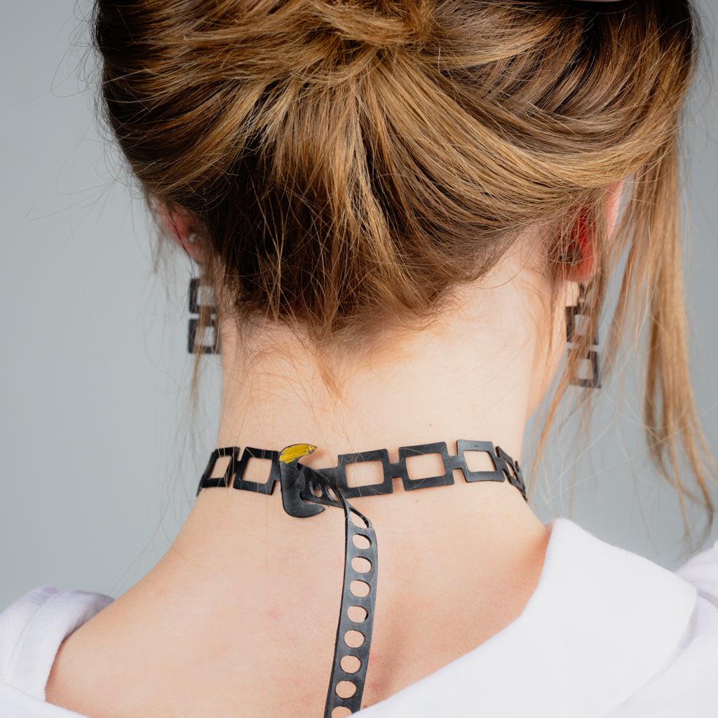 Chain Reaction Choker handcrafted in Black Verdasil® | Verdalure - Designs That Elevate | Sustainable Fashion Jewelry |  KADEN & KAI®