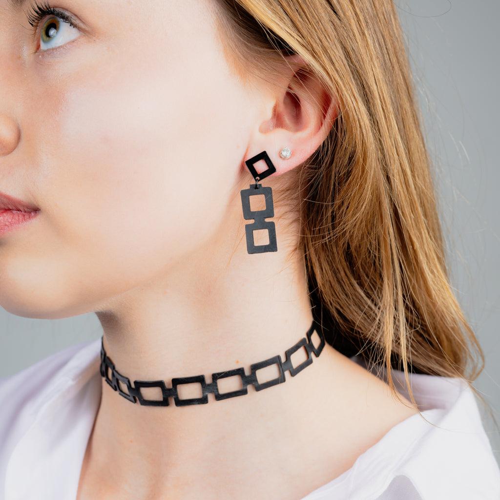 Chain Reaction Choker handcrafted in Black Verdasil® | Verdalure - Designs That Elevate | Sustainable Fashion Jewelry |  KADEN & KAI®