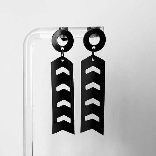 Chevron Earrings handcrafted in Black Verdasil® | Verdari - Designed for Motion | Sustainable Fashion Jewelry |  KADEN & KAI®