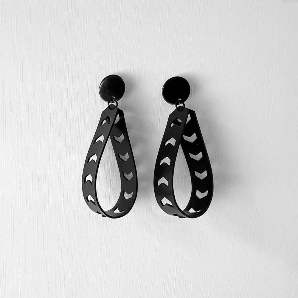 Chevron Hoop Earrings handcrafted in White Verdasil™, Verdari™ collection — Designed For Motion. Performance jewelry by KADEN & KAI®.