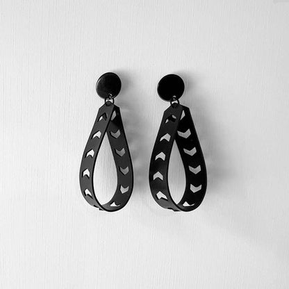 Chevron Hoop Earrings handcrafted in White Verdasil™, Verdari™ collection — Designed For Motion. Performance jewelry by KADEN & KAI®.