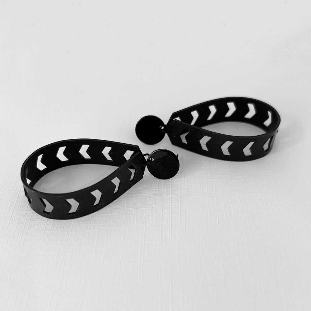 Chevron Hoop Earrings handcrafted in Black Verdasil™, Verdari™ collection — Designed For Motion. Performance jewelry by KADEN & KAI®.