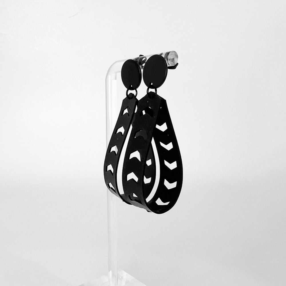 Chevron Hoop Earrings handcrafted in Black Verdasil™, Verdari™ collection — Designed For Motion. Performance jewelry by KADEN & KAI®.