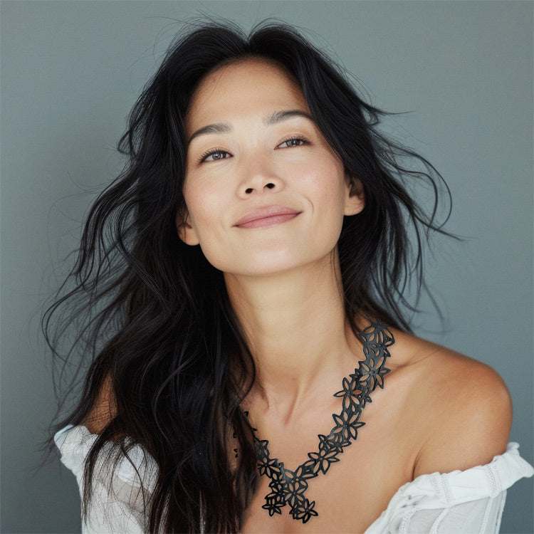 Daisy Necklace handcrafted in Black Verdasil® | Verdacious - Bold By Design | Performance Jewelry |  KADEN & KAI®