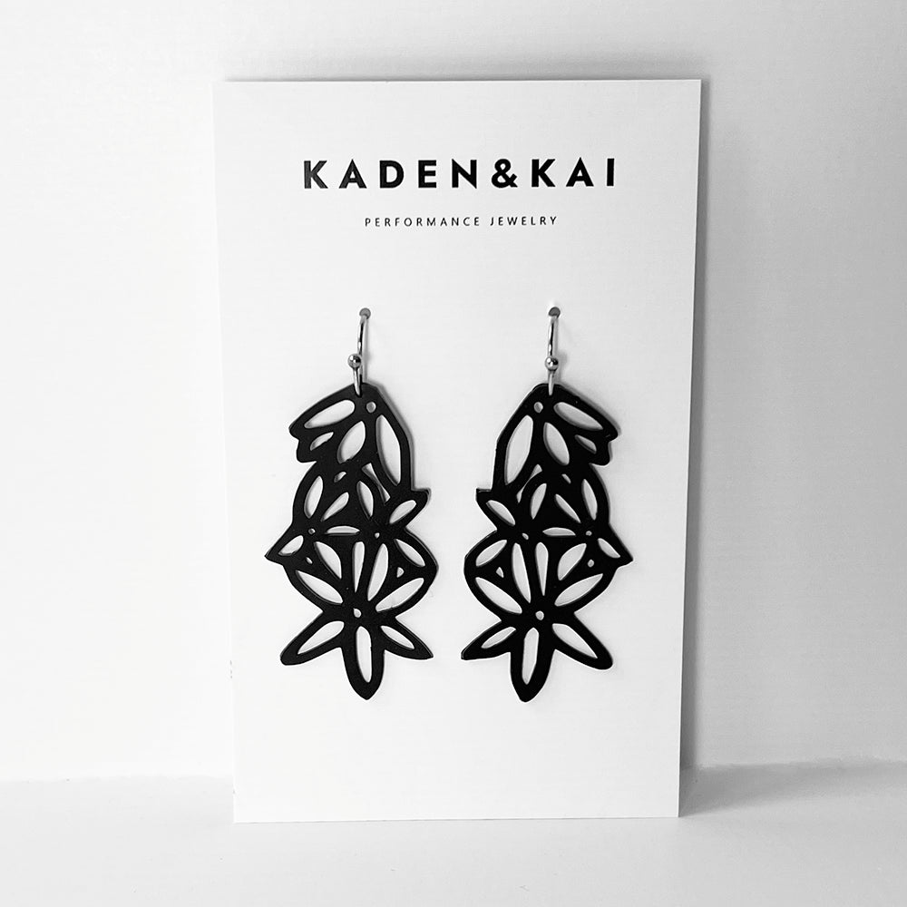 Daisy Earrings handcrafted in Black Verdasil® | Verdari Performance Jewelry |  KADEN & KAI®