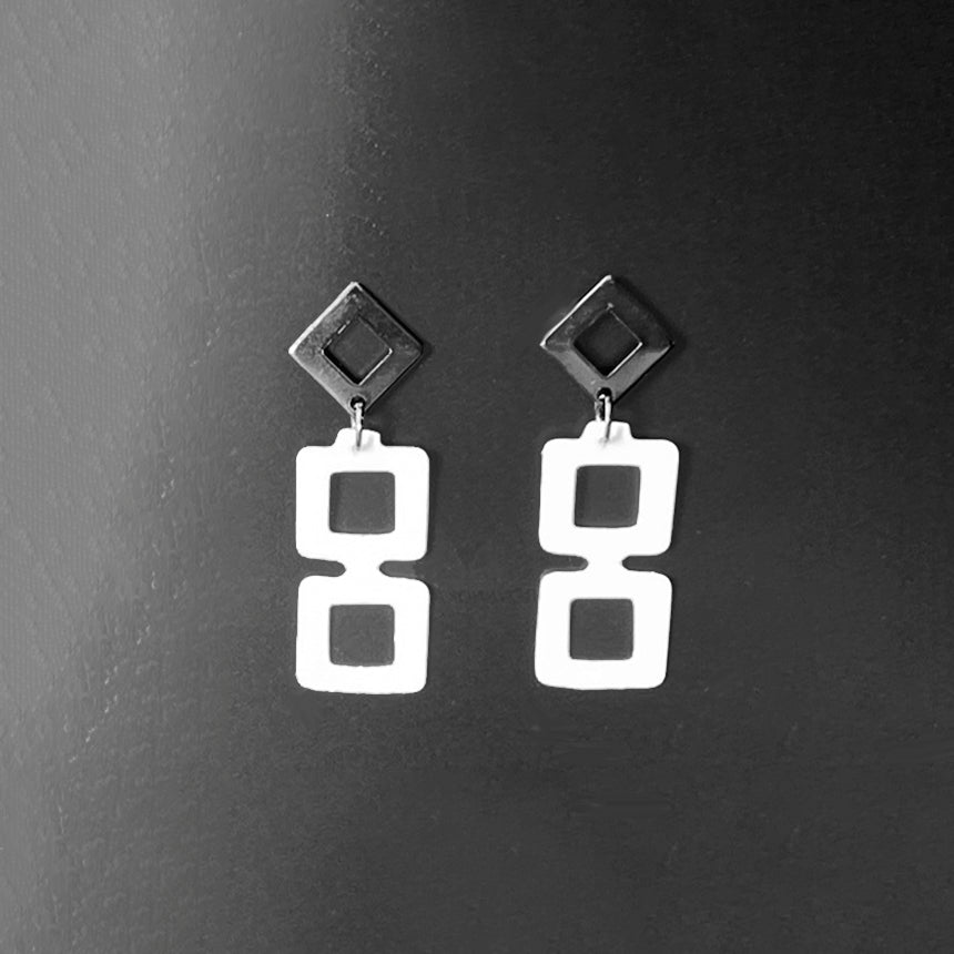 Diamond+Chain Earrings handcrafted in White Verdasil® | Verdalure - Designs That Elevate | Sustainable Fashion Jewelry |  KADEN & KAI®