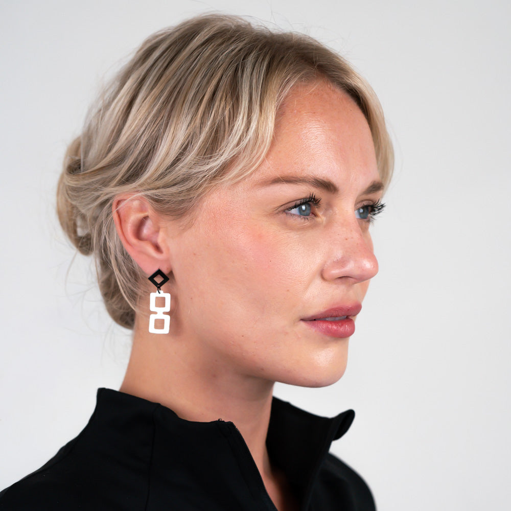Diamond+Chain Earrings handcrafted in White Verdasil® | Verdari Performance Jewelry |  KADEN & KAI®