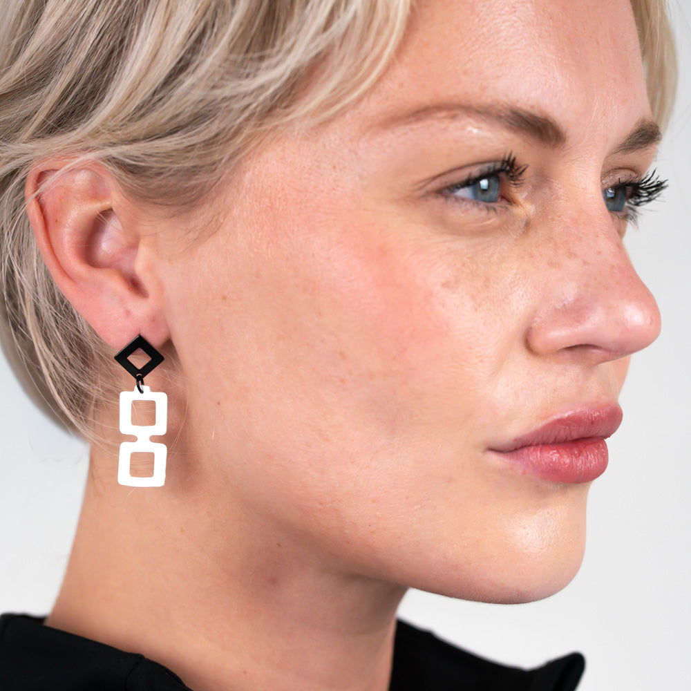 Diamond+Chain Earrings handcrafted in White Verdasil® | Verdari Performance Jewelry |  KADEN & KAI®