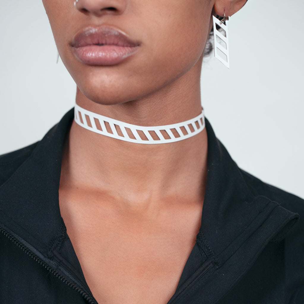 Diver Down Choker and Earrings handcrafted in White Verdasil® | Verdari - Designed for Motion | Performance Jewelry |  KADEN & KAI®