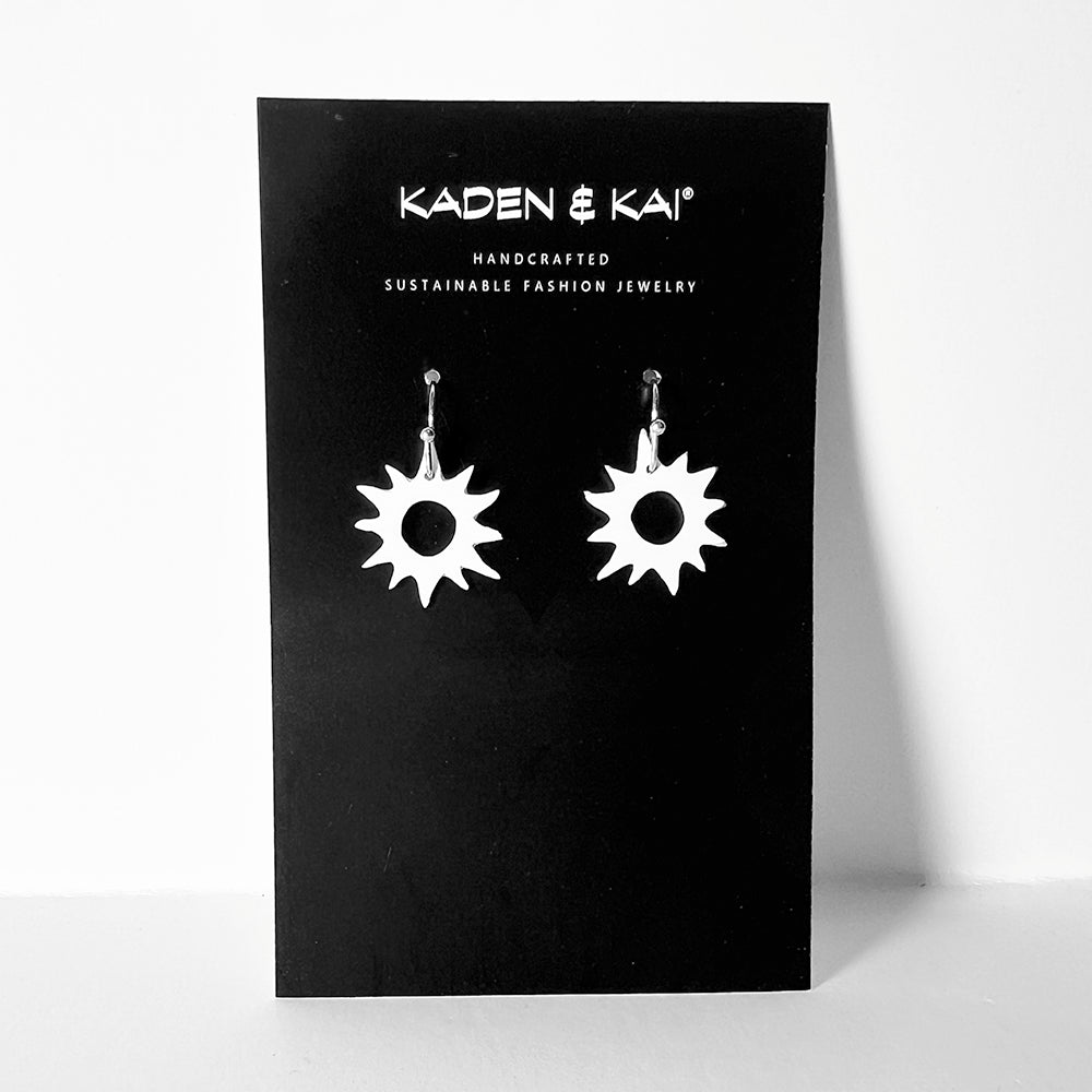 Eclipse Earrings handcrafted in White Verdasil™, Verdari™ collection — Designed For Motion. Performance jewelry by KADEN & KAI®.