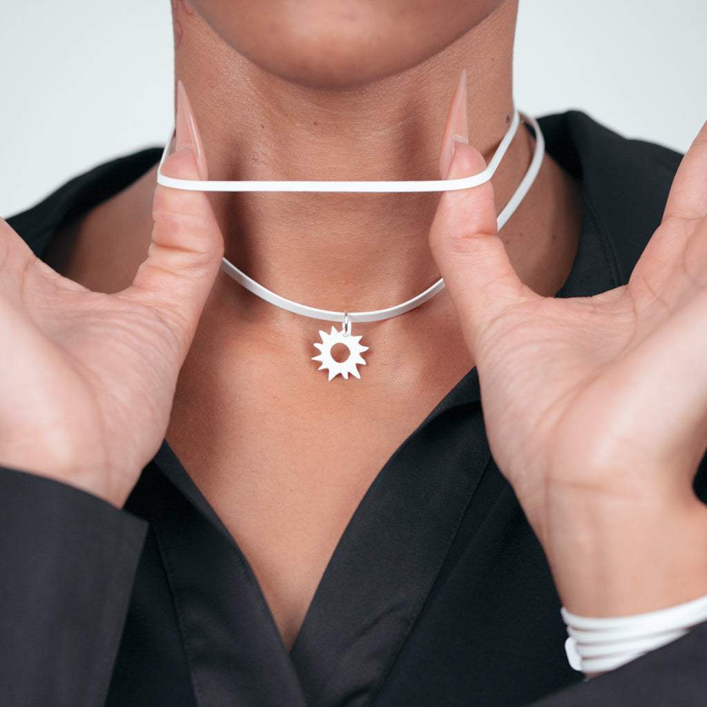 Eclipse Necklace handcrafted in White Verdasil® | Verdari - Designed for Motion | Sustainable Fashion Jewelry |  KADEN & KAI®