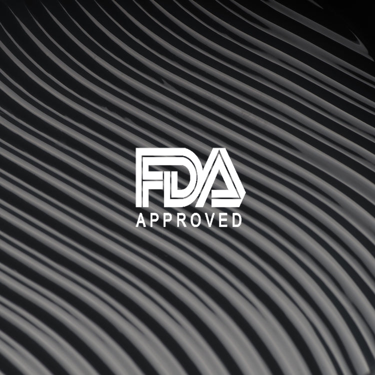 FDA Approved Logo over black silicone image