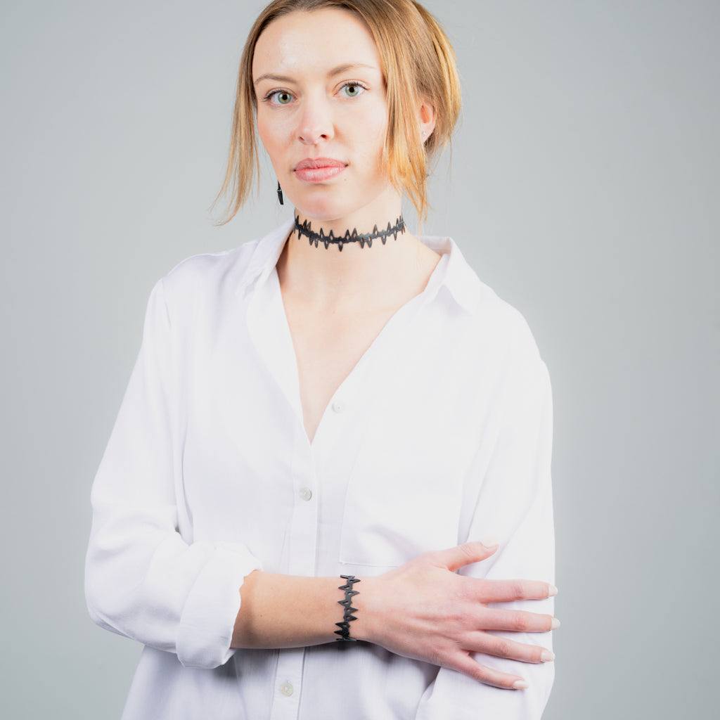 Fang Choker and Bracelet handcrafted in Black Verdasil® | Verdacious - Bold By Design | Performance Jewelry |  KADEN & KAI®