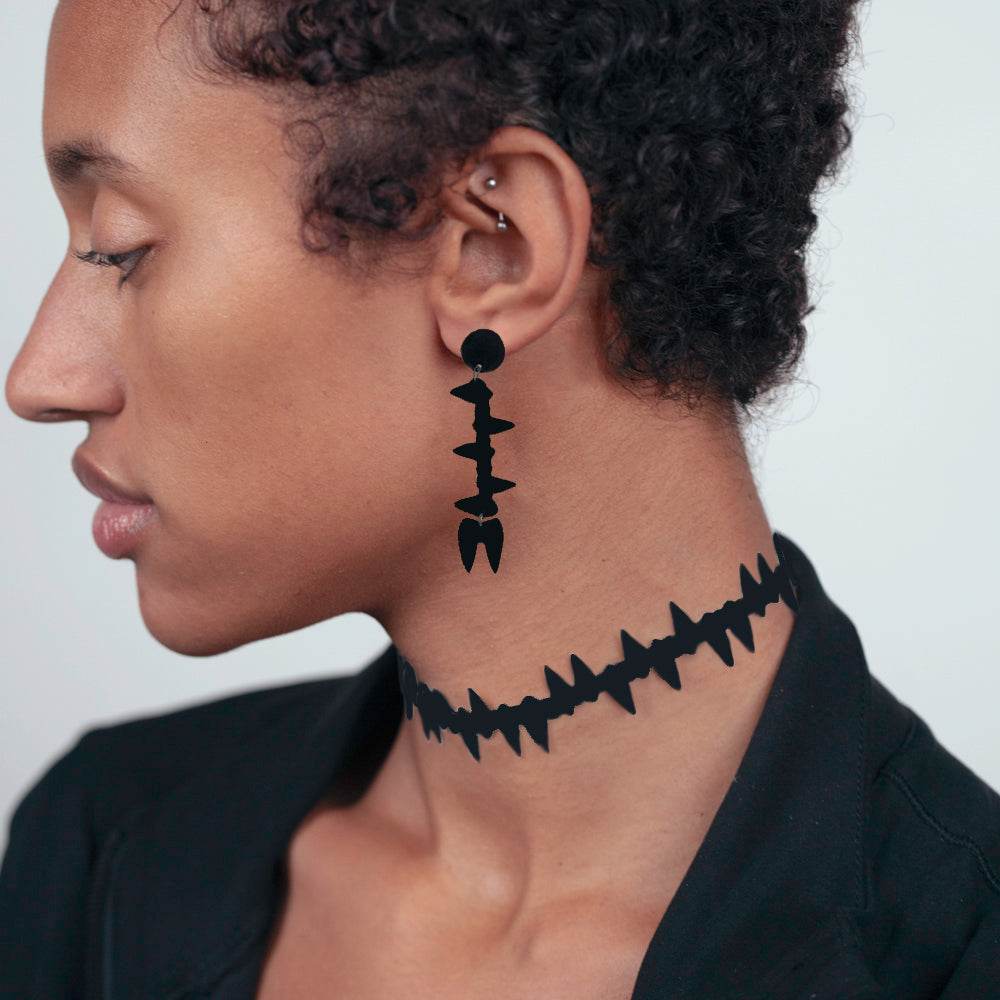 Fierce Choker and Earrings handcrafted in Black Verdasil® | Verdacious - Bold By Design | Performance Jewelry |  KADEN & KAI®