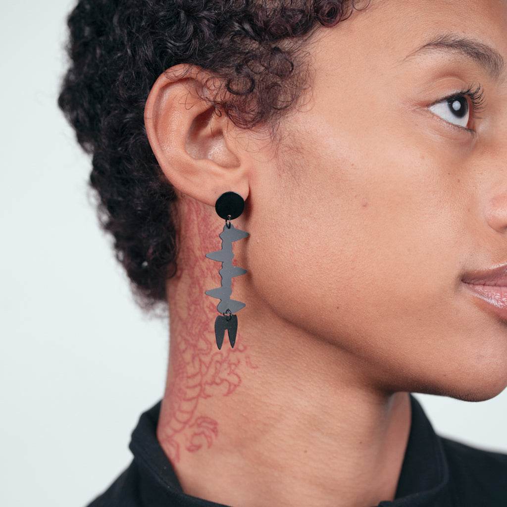 Fierce Earrings handcrafted in Black Verdasil® | Verdacious - Bold By Design | Performance Jewelry |  KADEN & KAI®