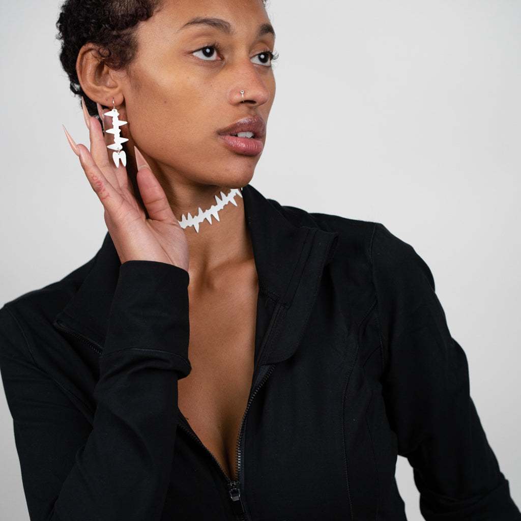 Fierce Choker and Earrings handcrafted in White Verdasil® | Verdacious - Bold By Design | Performance Jewelry |  KADEN & KAI®