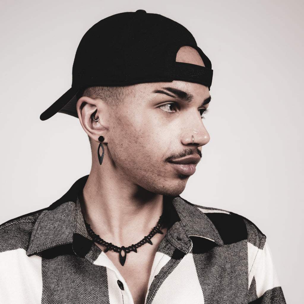 Fierce Tribal Necklace and Earrings handcrafted in Black Verdasil® | Verdacious - Bold By Design | Sustainable Fashion Jewelry |  KADEN & KAI®