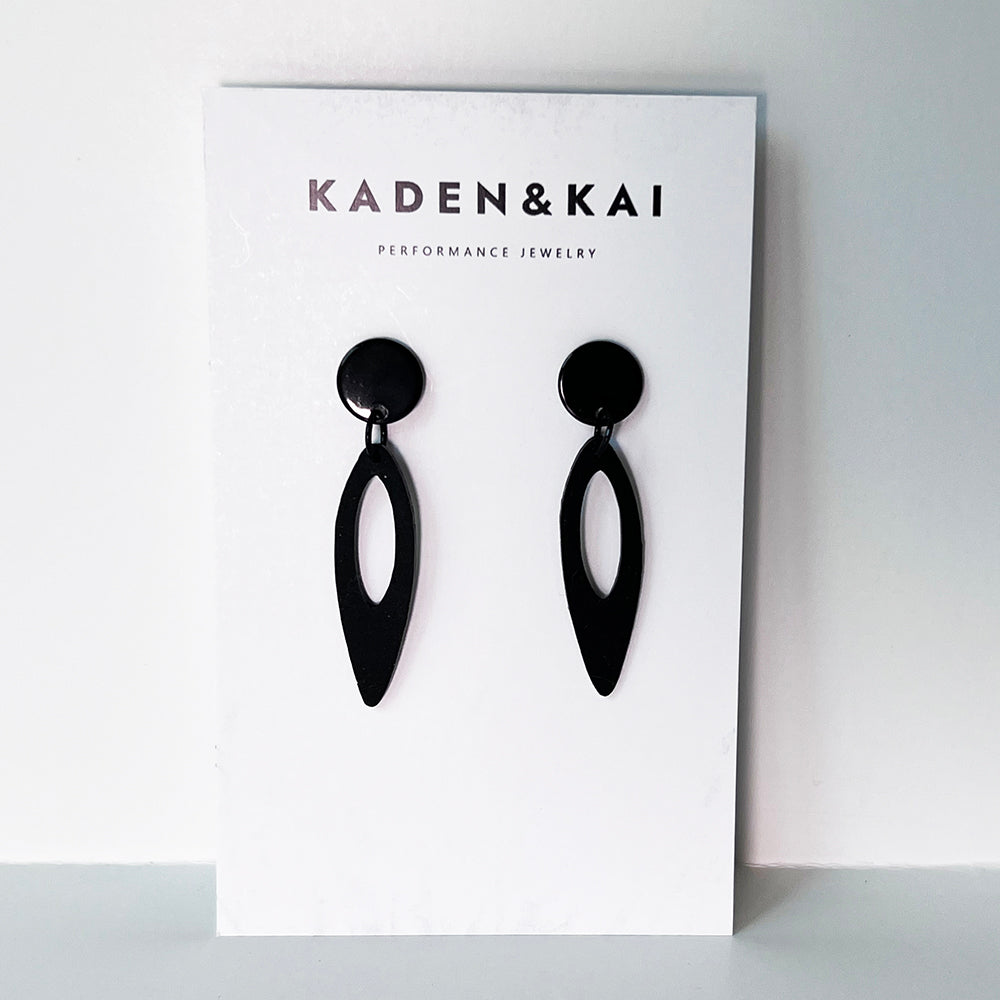 Fierce Tribal Earrings handcrafted in Black Verdasil® | Verdari Performance Jewelry |  KADEN & KAI®