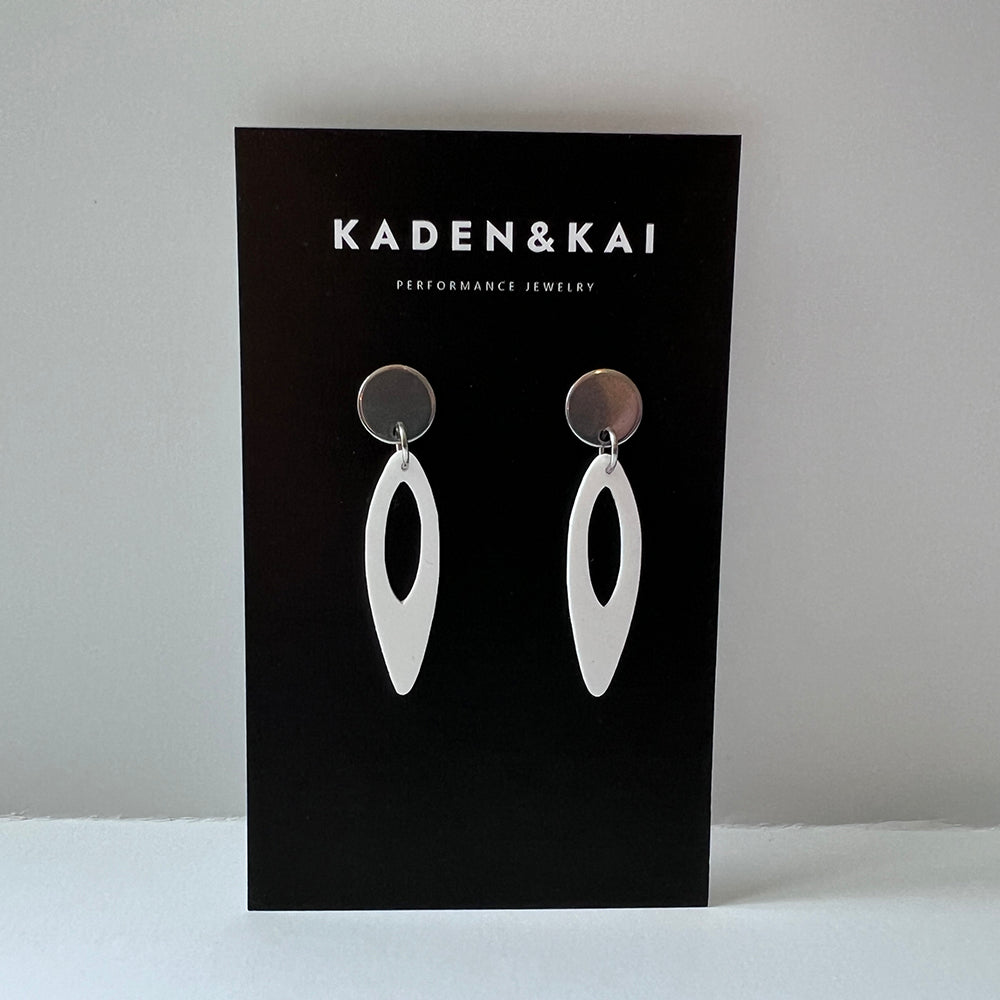 Fierce Tribal Earrings handcrafted in White Verdasil® | Verdari Performance Jewelry |  KADEN & KAI®