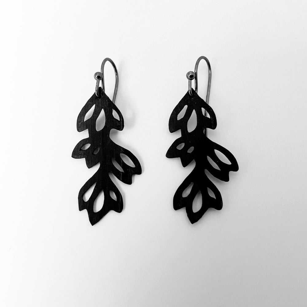 Isla Floral Earrings handcrafted in Black Verdasil™, Verdari™ collection — Designed For Motion. Performance jewelry by KADEN & KAI®.