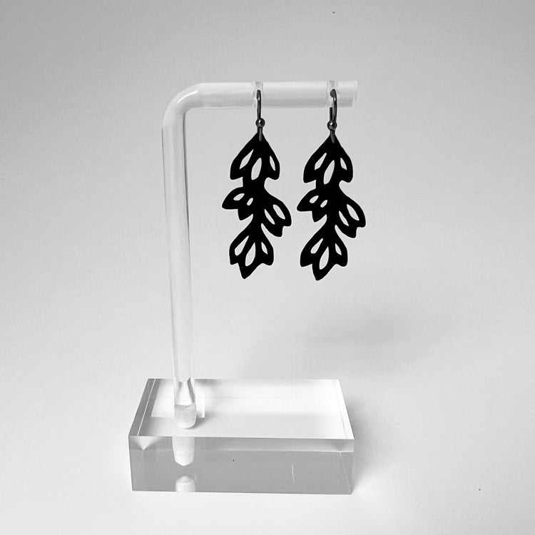 Isla Floral Earrings handcrafted in Black Verdasil™, Verdari™ collection — Designed For Motion. Performance jewelry by KADEN & KAI®.