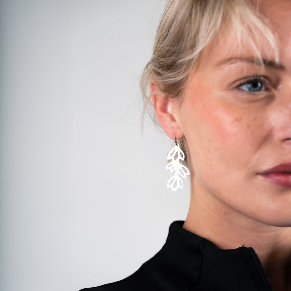 Isla 2" Floral Earrings handcrafted in White Verdasil® | Verdari Performance Jewelry |  KADEN & KAI®
