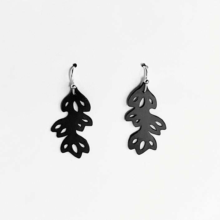 Isla Floral Earrings handcrafted in Black Verdasil™, Verdari™ collection — Designed For Motion. Performance jewelry by KADEN & KAI®.