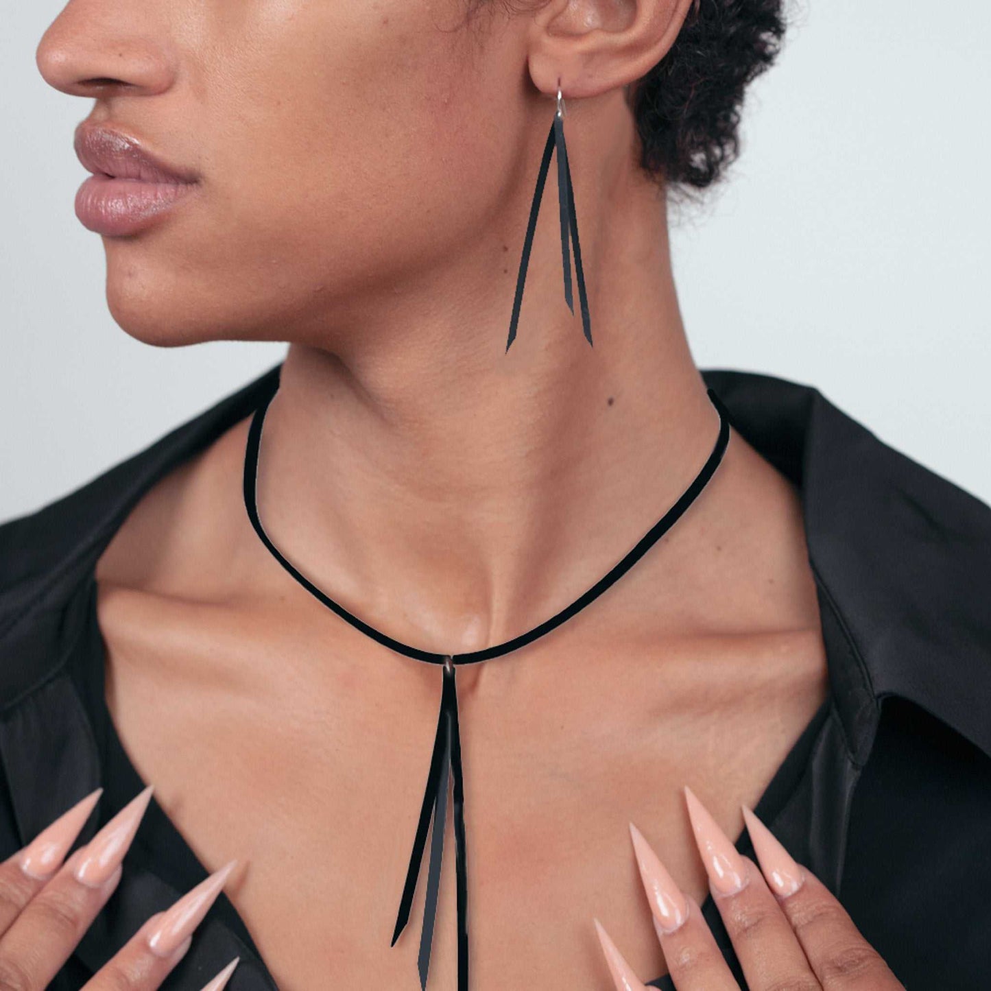 Kuiper Comet Necklace and Earrings handcrafted in Black Verdasil® | Verdalure - Designs That Elevate | Sustainable Fashion Jewelry |  KADEN & KAI®