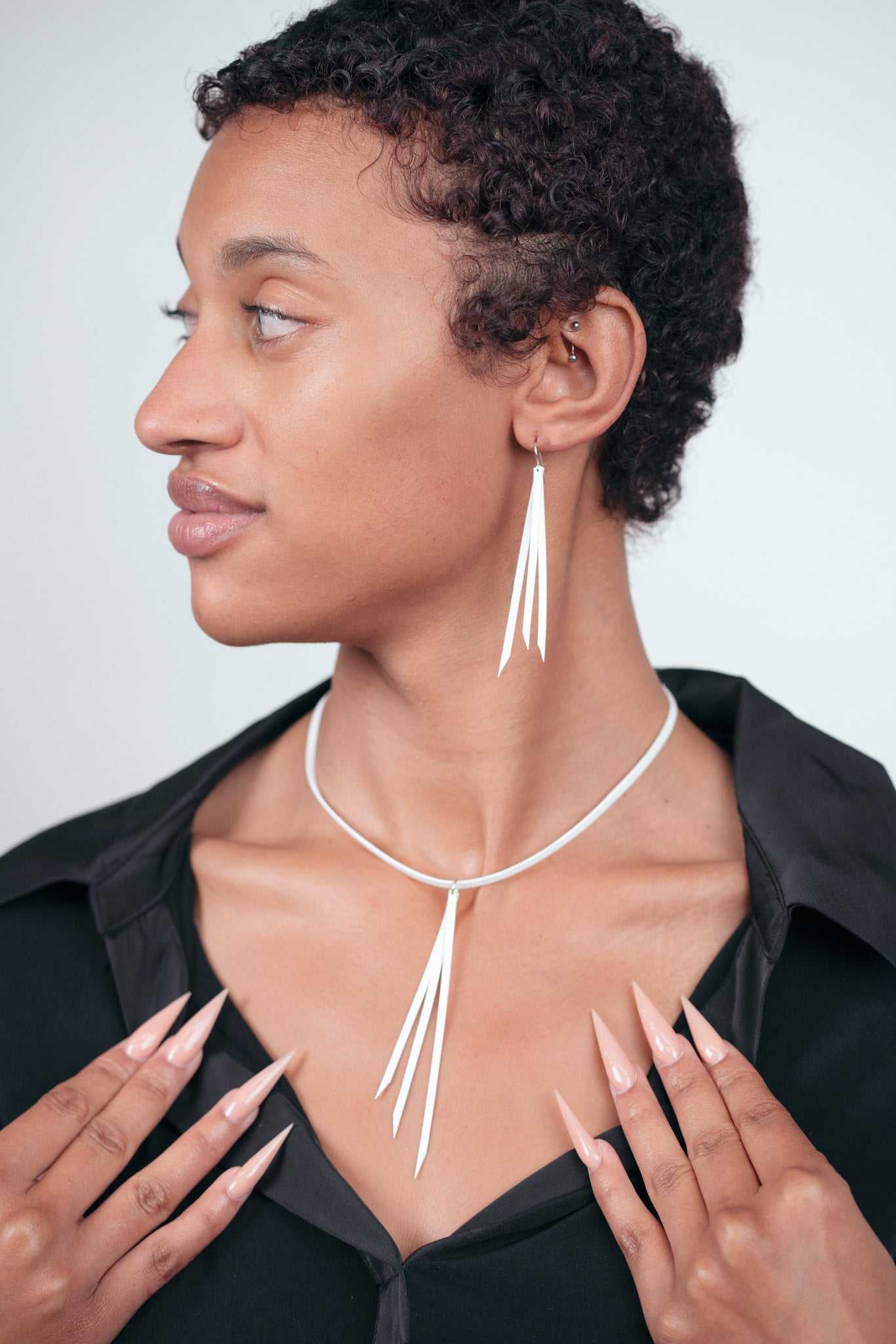 Kuiper Comet Earrings and Necklace handcrafted in White Verdasil® | Verdalure - Designs That Elevate | Sustainable Fashion Jewelry |  KADEN & KAI®