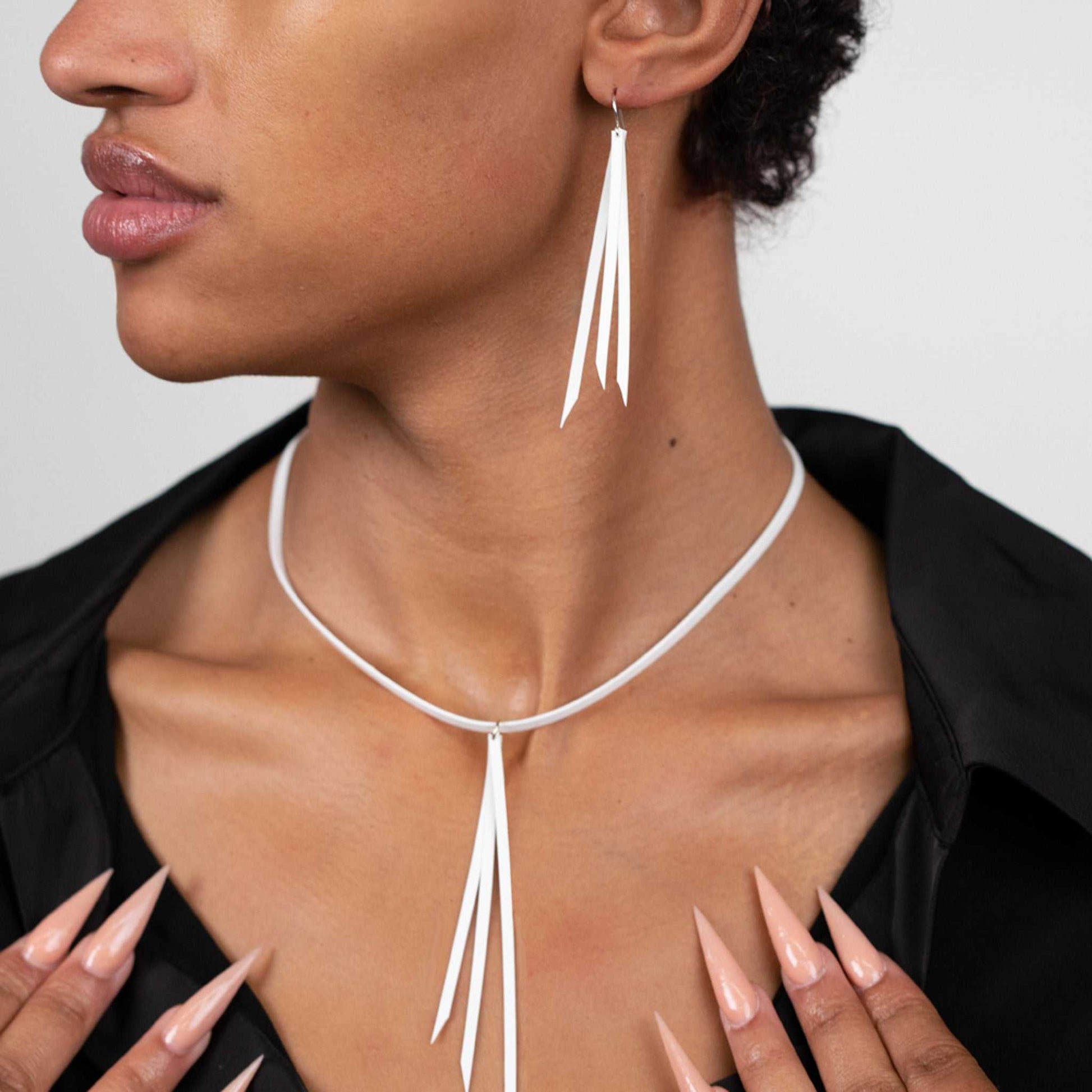 Kuiper Comet Necklace and Earrings handcrafted in White Verdasil® | Verdalure - Designs That Elevate | Sustainable Fashion Jewelry |  KADEN & KAI®