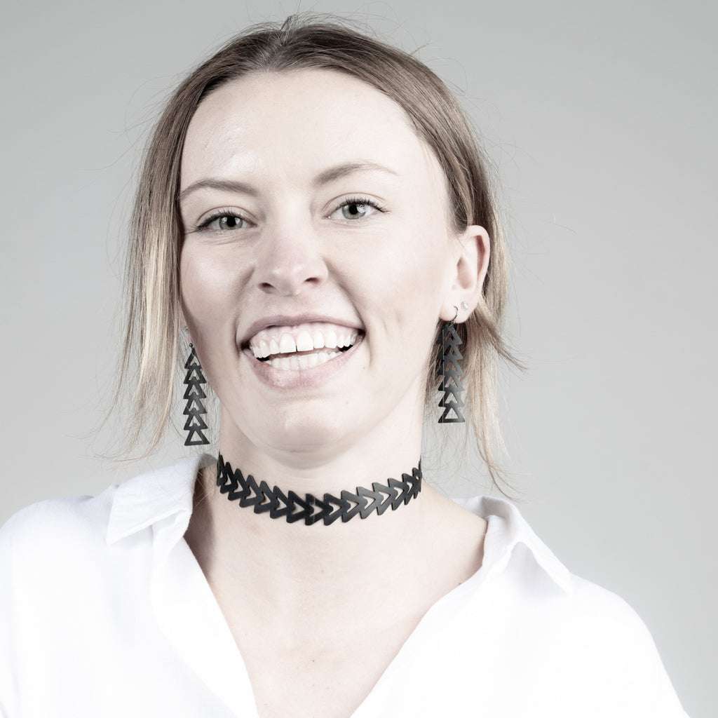 Momentum Choker and Earrings handcrafted in Black Verdasil® | Verdari - Designed for Motion | Sustainable Fashion Jewelry |  KADEN & KAI®