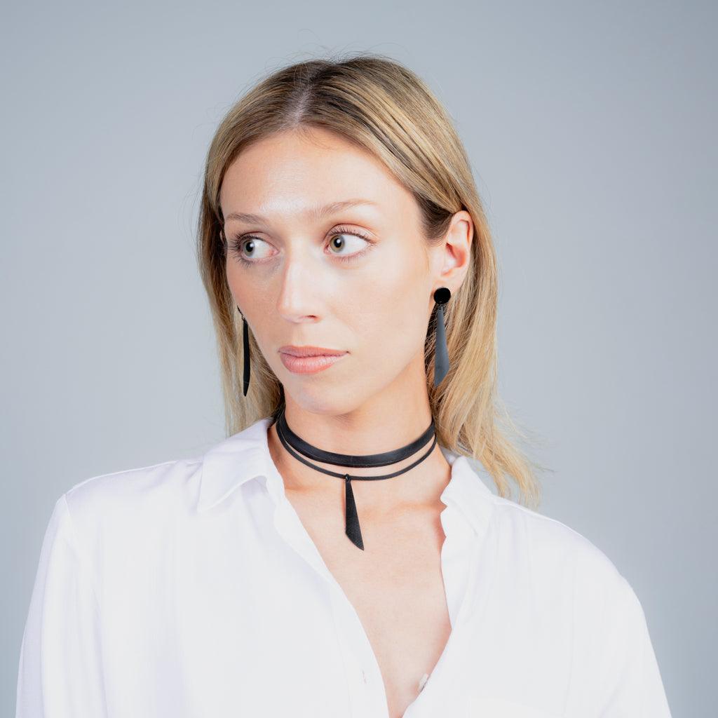 Nebula Choker and Earrings handcrafted in Black Verdasil™, Verdalux™ collection — Designs That Elevate. Performance jewelry by KADEN & KAI®.
