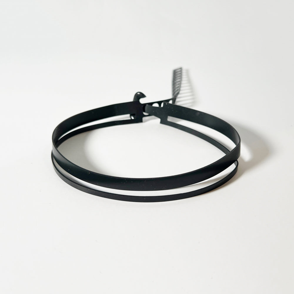 Ribbon+Stripe Choker handcrafted in Black Verdasil™, Verdari™ collection — Designed For Motion. Performance jewelry by KADEN & KAI®.